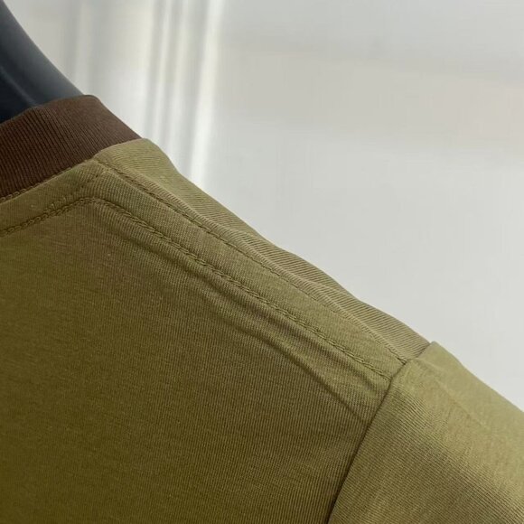 Miu Miu Olive Green Color-Blocked Flocked Logo Short-Sleeve T-Shirt, Size S - Picture 7 of 9